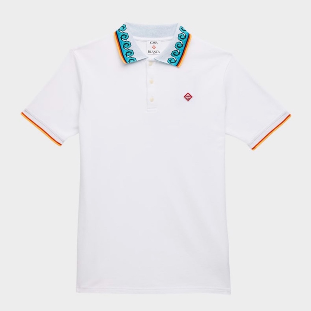 White Polo Shirt with Colorful Trim